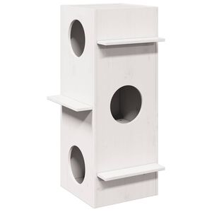 vidaXL Cuccia per Gatti Bianca 43x43x90 cm in Legno Massello di Pino