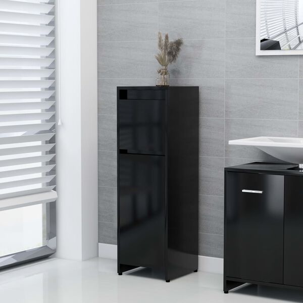 vidaXL Mobile da Bagno Nero 30x30x95 cm in Legno Multistrato