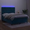 vidaXL Letto a Molle con Materasso e LED Blu Scuro 140x200 cm