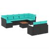 vidaXL Set Divani da Giardino 10 pz con Cuscini Nero in Polyrattan