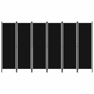 vidaXL Paravento a 6 Pannelli Nero 300x180 cm