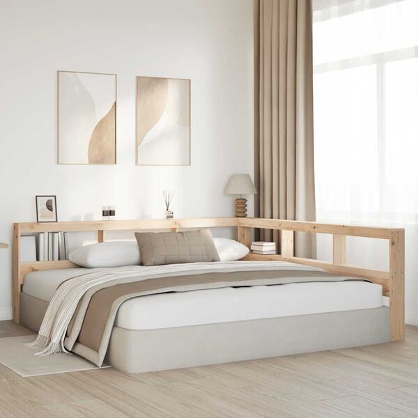 vidaXL Testiera Libreria a L 180 cm in Legno Massello di Pino