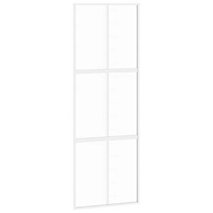 vidaXL Porta Scorrevole Bianca 76x205 cm Vetro Temperato e Alluminio