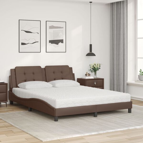 vidaXL Letto con Materasso Zadar Marrone 160x200cm in Similpelle