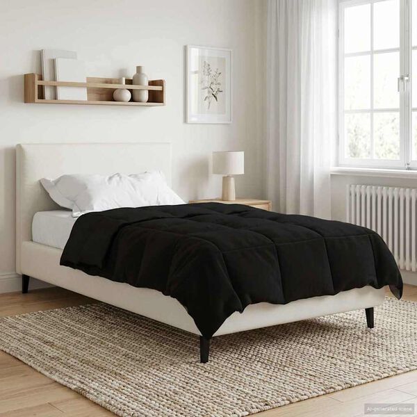 vidaXL Duvet Invernale Trapuntato Nero 140 x 220 cm Microfibra