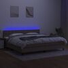 vidaXL Letto a Molle Materasso e LED tortora 200x200cm in Tessuto