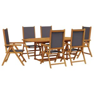 vidaXL Set Pranzo da Giardino 7 pz Antracite Tessuto e Legno Massello