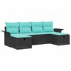 vidaXL Set Divano da Giardino 6 pcs Nero e Turchese polyrattan