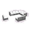 vidaXL Set Divani da Giardino 9 pz con Cuscini in Polyrattan Grigio