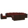 vidaXL Set Divani da Giardino 10 pz con Cuscini in Polyrattan Marrone