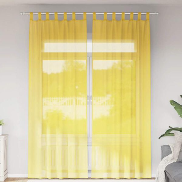 vidaXL Tende in Voile con Passanti 2 pz Giallo 140x260 cm