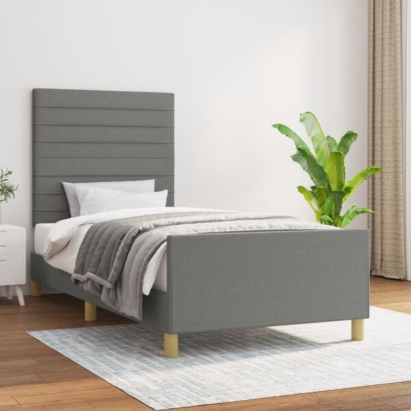 vidaXL Giroletto senza Materasso Grigio Scuro 90x190 cm Tessuto