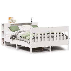 vidaXL Letto Libreria senza Materasso Bianco 135x190 cm Legno di Pino
