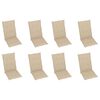 vidaXL Sedie Reclinabili da Giardino con Cuscini 8 pz Massello di Teak