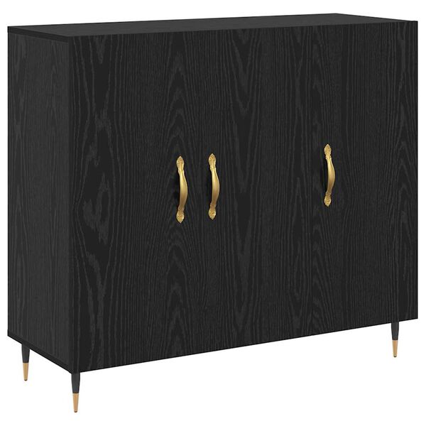 vidaXL Credenza Rovere Nero 90 x 34 x 80 cm Legno multistrato