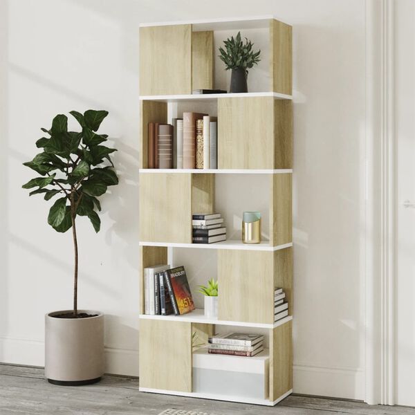 vidaXL Libreria/Divisorio Bianco e Rovere Sonoma 60x24x155 cm