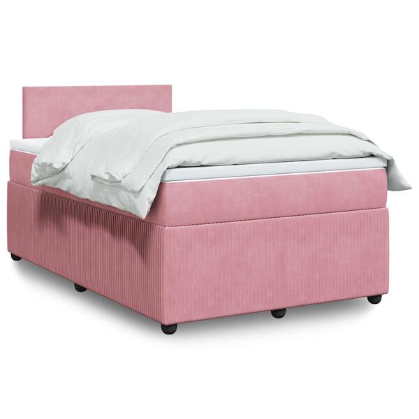vidaXL Giroletto a Molle con Materasso Rosa 120x190 cm in Velluto