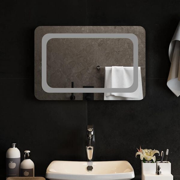 vidaXL Specchio da Bagno con Luci LED 60x40 cm