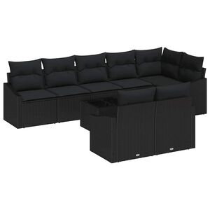 vidaXL Set di divani con cuscino 9 pcs Nero polyrattan