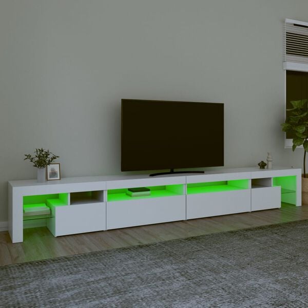 vidaXL Mobile Porta TV con Luci LED Bianco 290x36,5x40 cm