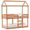 vidaXL Letto a Castello con Tetto Marrone Cera 90x190 cm Massello Pino