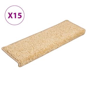 vidaXL Tappetini per scale 15 pz 65x21x4 cm Crema Bordo rettangolare