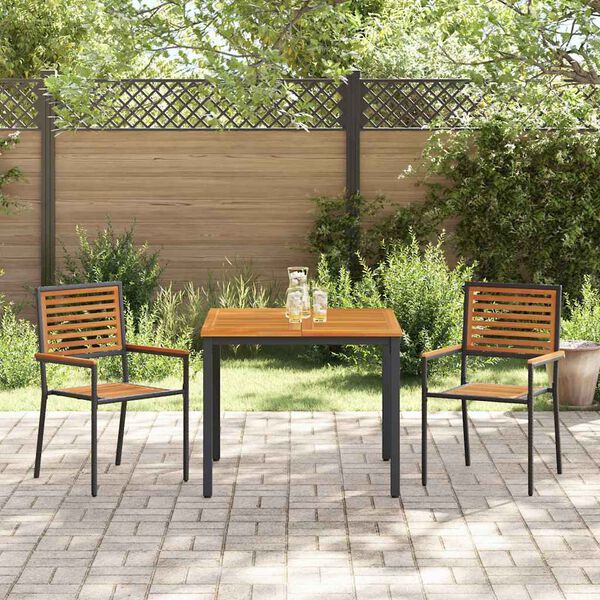 vidaXL Set da Pranzo per Giardino 3 pcs Nero e Marrone polyrattan
