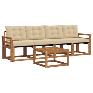 vidaXL Set di divani da esterno 5 pz Naturale e Beige