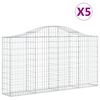 vidaXL Cesti Gabbioni ad Arco 5 pz 200x30x100/120 cm Ferro Zincato