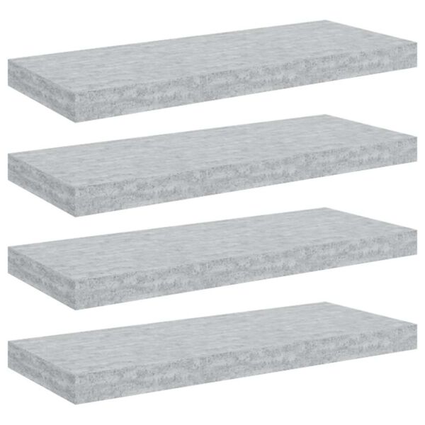vidaXL Scaffali a Parete 4 pz Grigio Cemento 60x23,5x3,8 cm in MDF