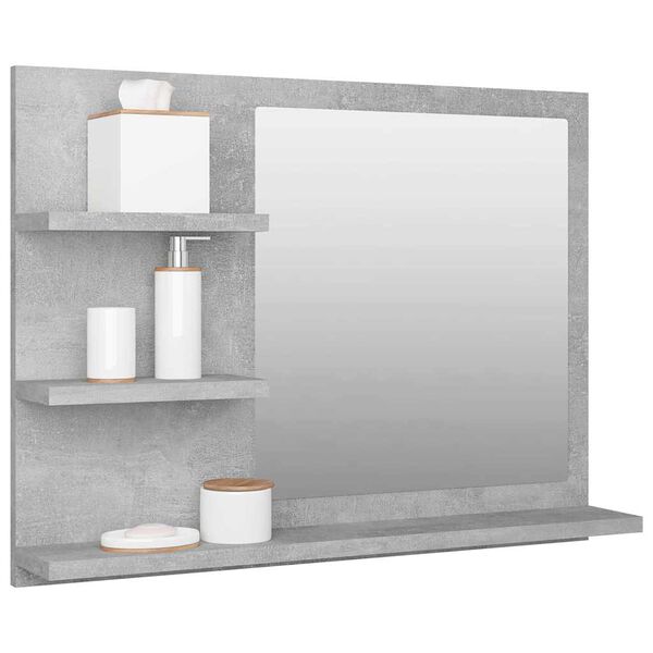 vidaXL Specchio da Bagno Grigio Cemento 60x10,5x45 cm in Truciolato