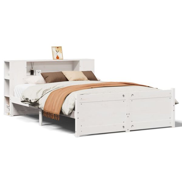 vidaXL Letto Libreria senza Materasso Bianco 120x200 cm Legno di Pino