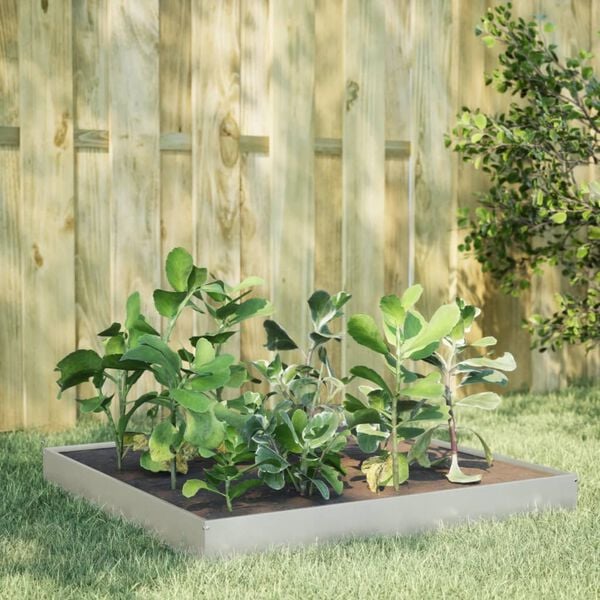 vidaXL Fioriera Rialzata da Giardino 100x100x18,5 cm in Acciaio Inox