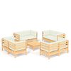 vidaXL Set Salotto da Giardino 9 pz con Cuscini Crema in Legno di Pino