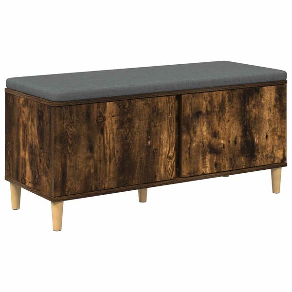 vidaXL Panca per ingresso con cuscino Rovere fum&eacute; 100 x 38 x 46 cm
