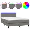 vidaXL Letto a Molle Materasso e LED Grigio Scuro 140x200cm in Tessuto