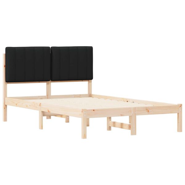 vidaXL Letto con Testiera Rivestita Nero 120 x 190 cm Pino massello