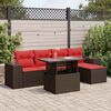 vidaXL Set Divano Giardino 6 pz con Cuscini Marrone Polyrattan Acacia