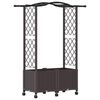 vidaXL Letto Rialzato con Griglia e Tetto Marrone 125 x 40 x 144 cm PP