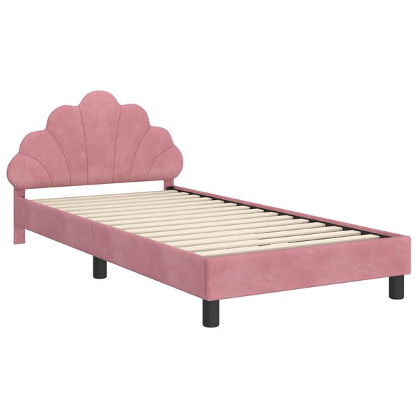 vidaXL Struttura letto bambini con testata Rosa 80 x 200 cm Velluto