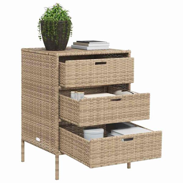 vidaXL Armadietto Portaoggetti da Giardino Beige 55x59x80cm Polyrattan