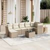 vidaXL Set Divani da Giardino 7 pz con Cuscini Beige in Polyrattan