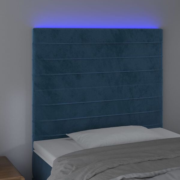 vidaXL Testiera a LED Blu Scuro 90x5x118/128 cm in Velluto