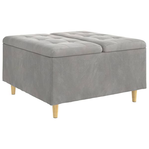 vidaXL Pouf contenitore Grigio chiaro 80 x 80 x 45 cm Velluto