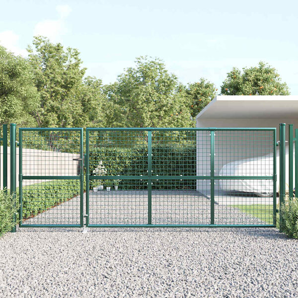 vidaXL Cancello da Giardino in Rete Verde 350x125 cm in Acciaio Zincato