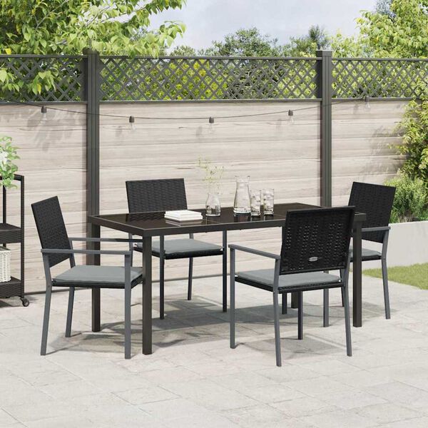 vidaXL Set da Pranzo per Giardino 5 pcs Nero e Grigio Chiaro