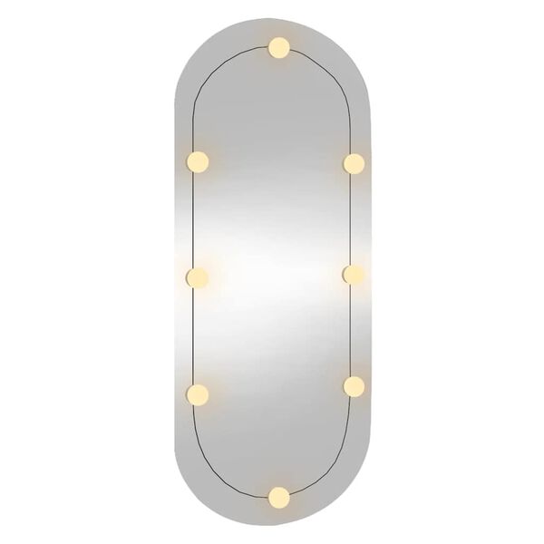 vidaXL Specchio da Parete con Luci LED 40x90 cm Vetro Ovale