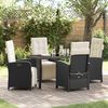 vidaXL Set da Pranzo per Giardino con cuscino 5 pcs Nero polyrattan