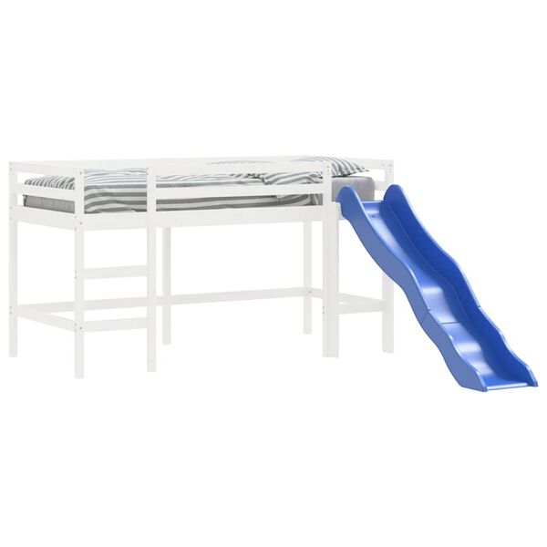 vidaXL Letto Soppalco Scivolo Bambini Bianco 80x200 cm Massello Pino