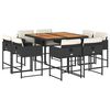 vidaXL Set da Pranzo da Giardino 9 pz con Cuscini Nero in Polyrattan